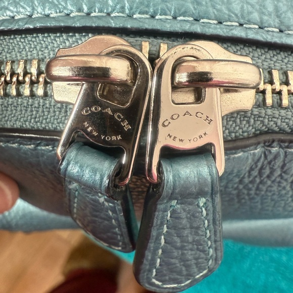 Auth COACH Mini Charlie Backpack in Pebble Leather Metallic Light Blue With COA - Picture 13 of 15